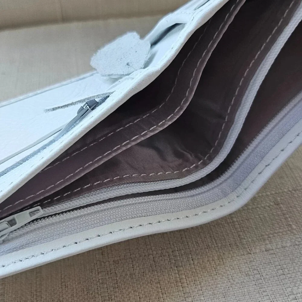 Handmade Wallet White Genuine Leather Bifold Card Holder Moneyfold Purse - Picture 2 of 11
